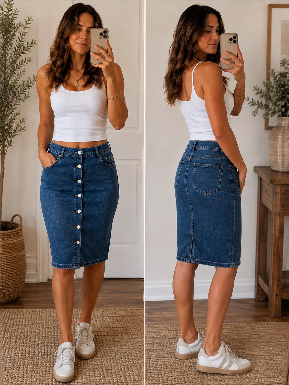Vero Moda button-front denim mini skirt